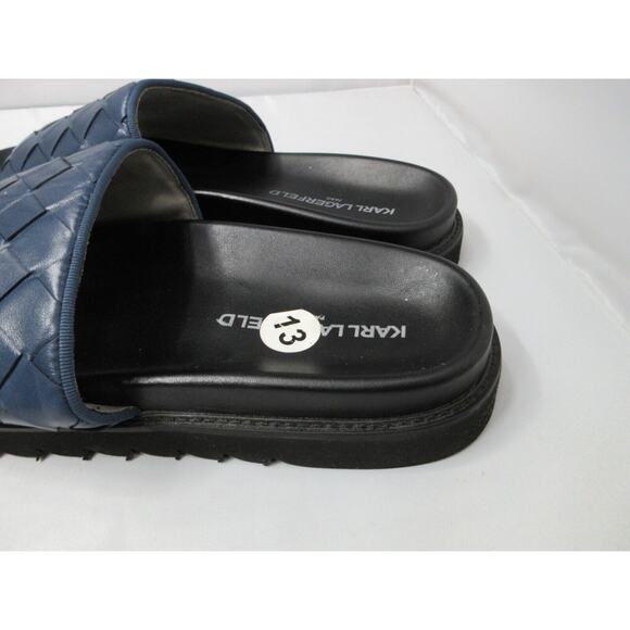Karl Lagerfeld Paris Leather Weave Slide Size 13 Dark Blue / Black - LF1S2124 main image 12